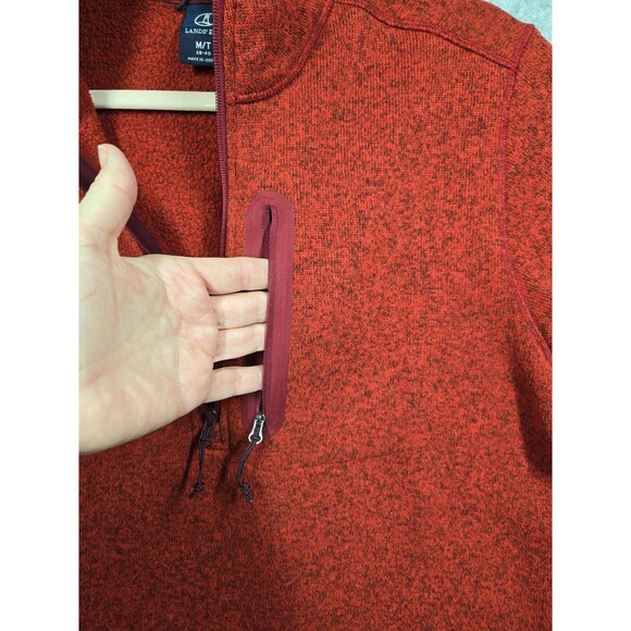 Lands End Sweater Fleece 1/4 Zip Pull Over Heathered Deep Red Men's Medium Tall - Picture 4 of 9